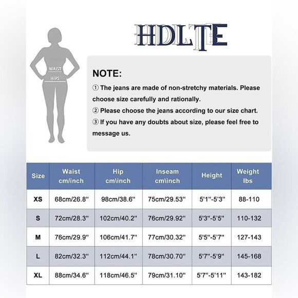 HDLTE Women Wide Leg Jeans High Waist Baggy Asymmetrical Waist Jeans Size Small - Picture 11 of 14